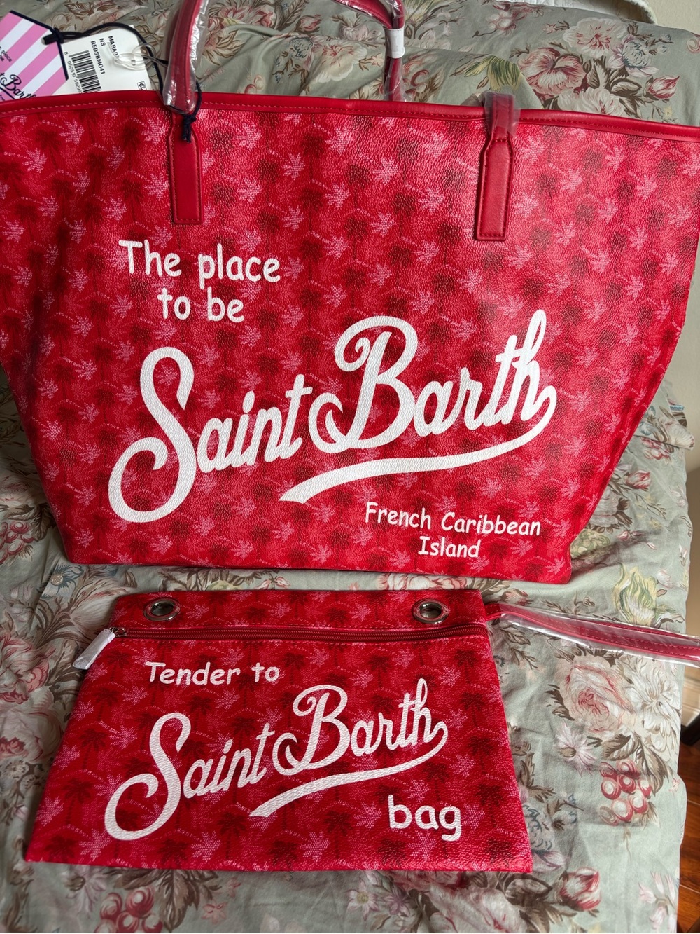 MC2 Saint Barth Red Tote Bag With Matching Pouch